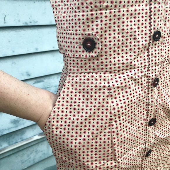 Floral Print Dress with Buttons and Pockets Wiggle - Picture 4 of 8